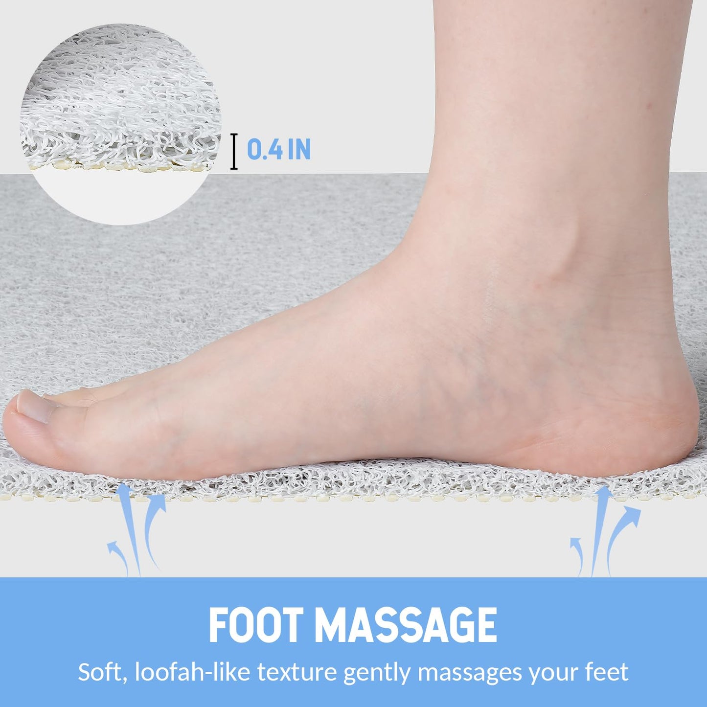 Hargiis Non-Slip Bathtub Mat, Anti Slip Shower Mat, Fast Drying Bathtub Mats, Foot Scrubber Mat, Anti Slip Mat for Tub, Floor, Bathroom, Kitchen, Home, Hotel (White 40"×16")