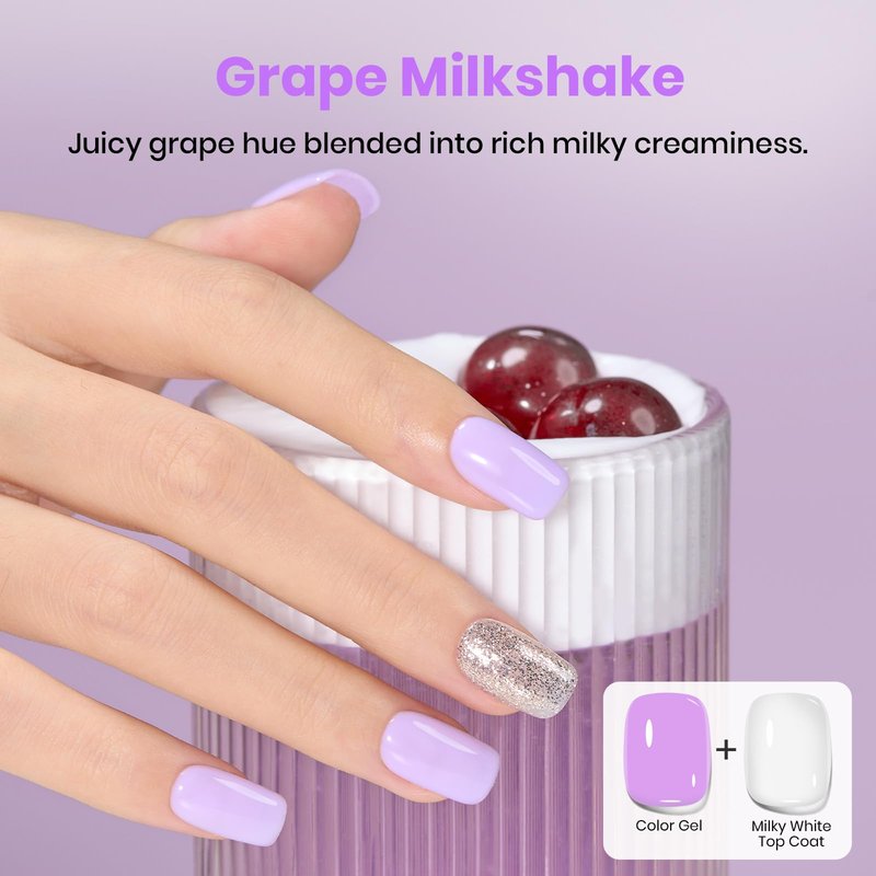 Beetles Milky White Gel Top Coat 15ML - 2-in-1 No Wipe Top Coat Gel Nail Polish Non Yellowing White Shine Finish and Long Lasting, Soak Off UV LED Nail Lamp, Nails Art Design Manicure Gifts for Women