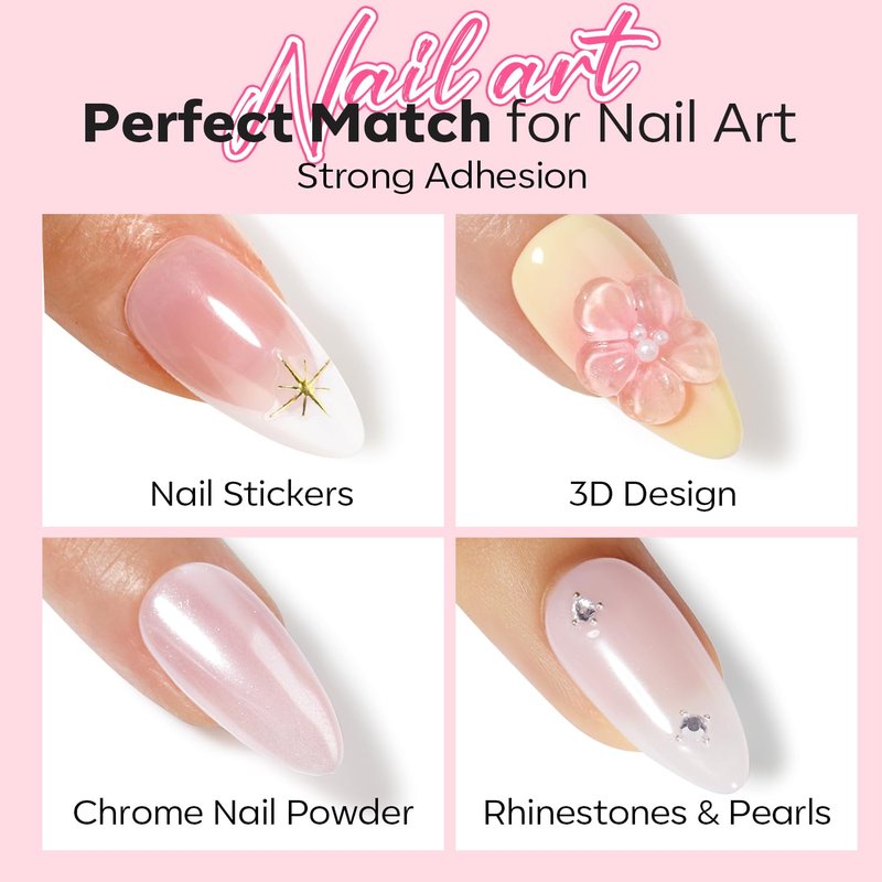 Modelones Gel Top Coat & Base Gel Polish Set - 3 PCS Clear Glossy & Chrome Proof Matte Finish | Pro Manicure Essential Kit for Women & Girls