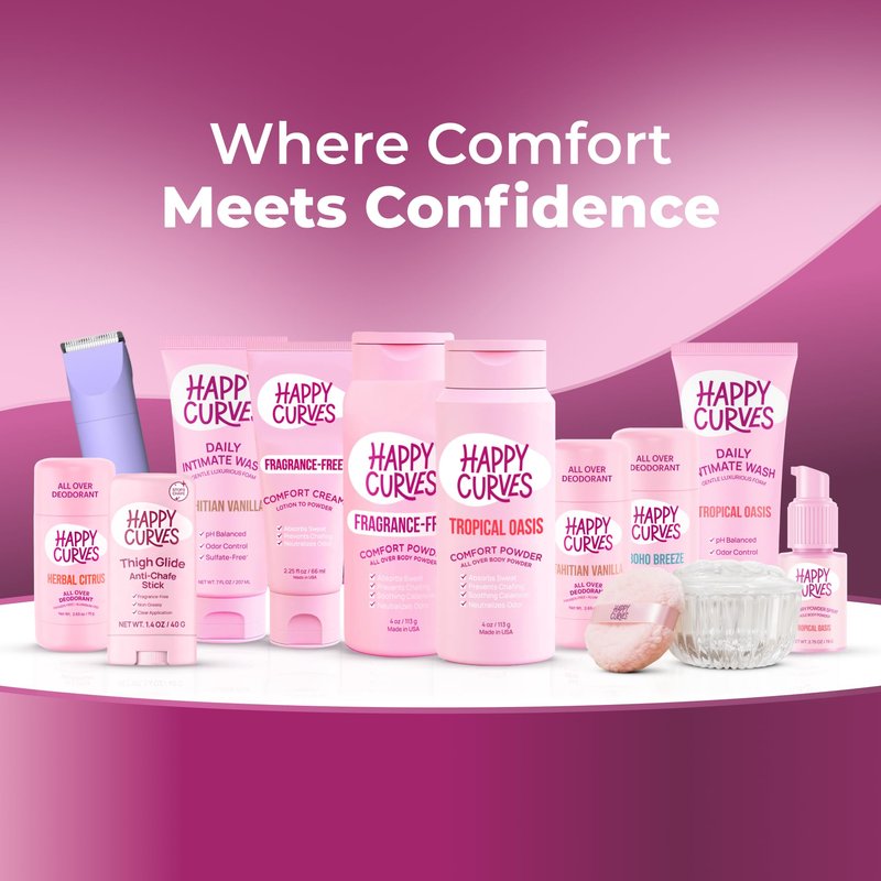 HAPPY CURVES All Over Whole Body Deodorant for Women - Aluminum-Free - Invisible All Day Layer of Full Body Protection for Long Lasting Odor Control, Sensitive Skin, & Private Parts - Tahitian Vanilla