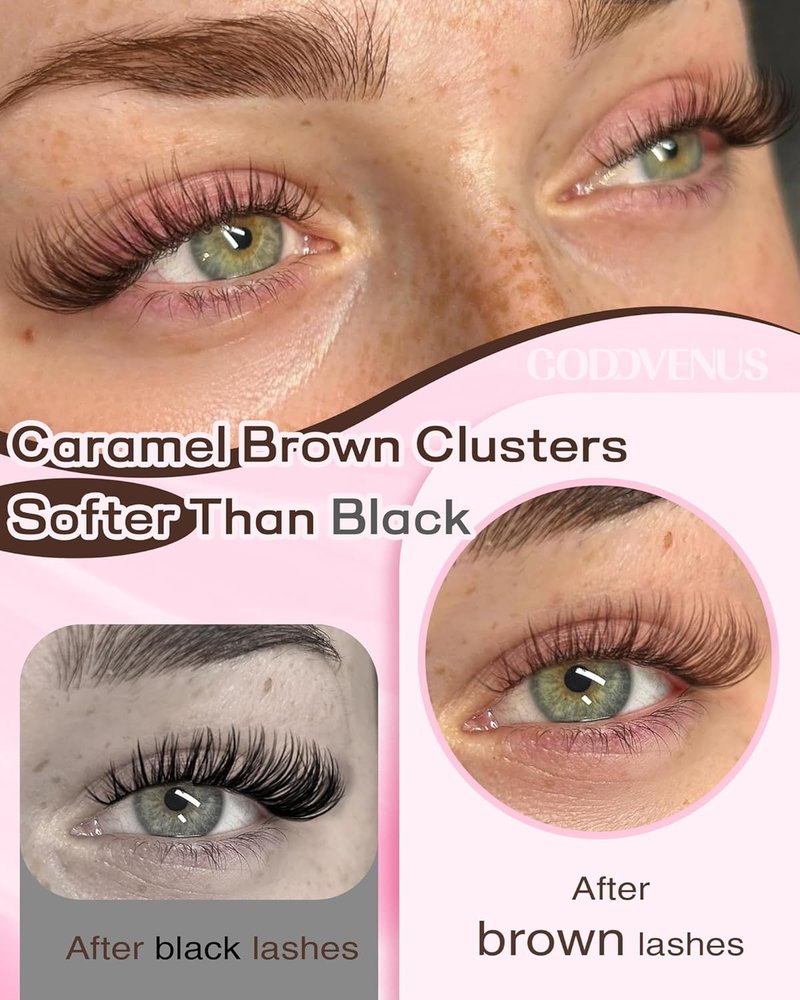 Brown Lash Clusters - Natural Wispy Eyelash Extensions for Soft Glam | 300 Pcs, C Curve, Waterproof (10-16mm)