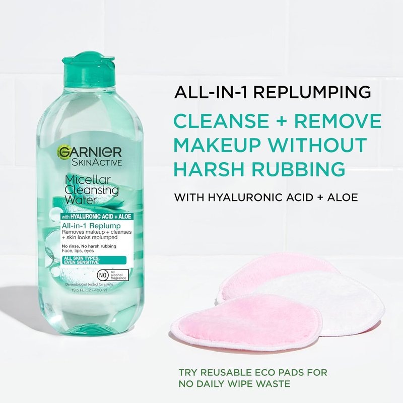Garnier Micellar Water - Hydrating Facial Cleanser & Makeup Remover with Hyaluronic Acid | 13.5 Fl Oz (400mL)