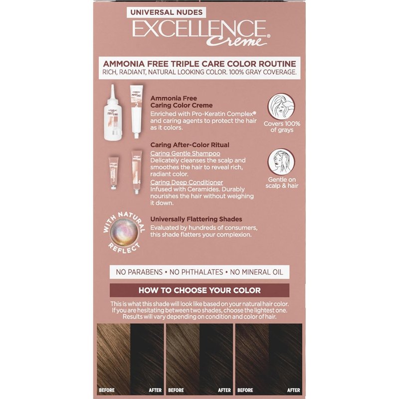 L’Oreal Paris Excellence Hair Color - Ammonia-Free Gray Coverage | 1N Natural Black, 1 Kit