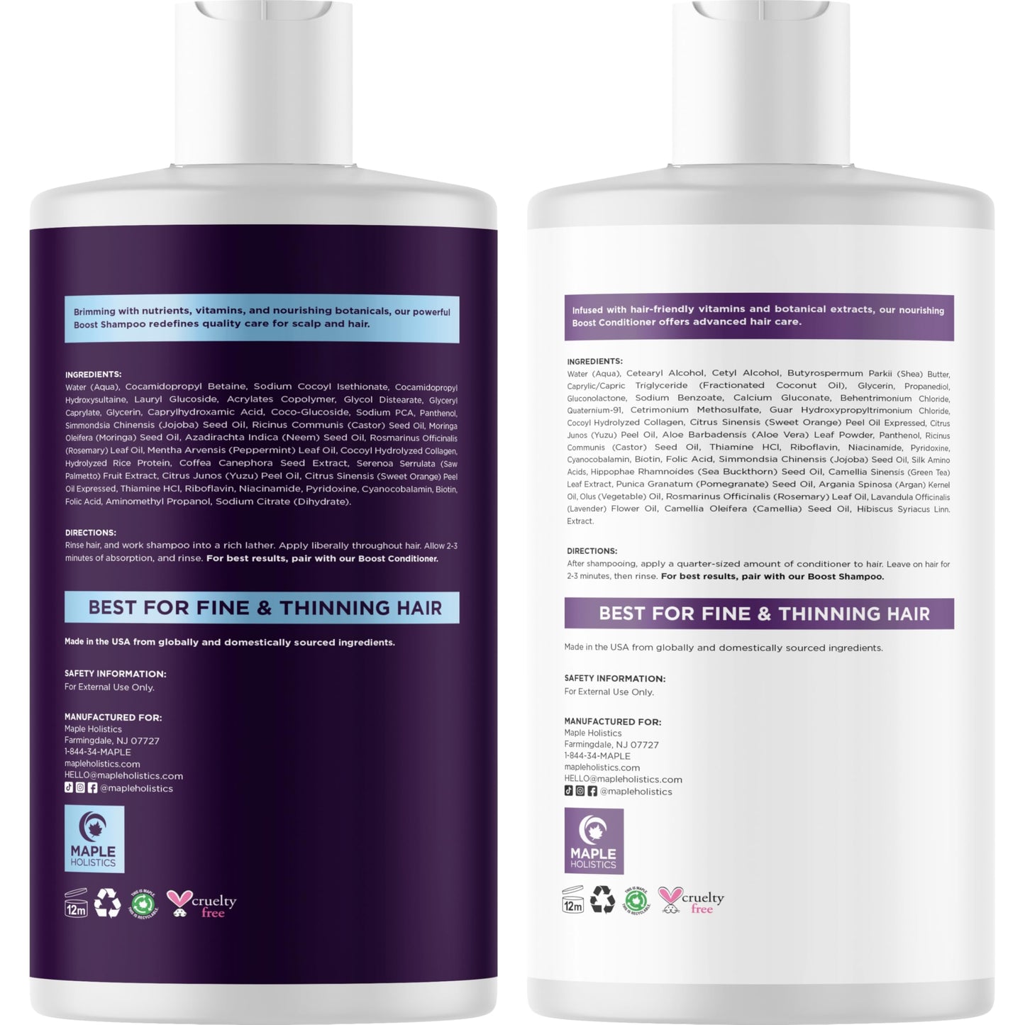 Volumizing Biotin Shampoo and Conditioner Set - Sulfate Free Shampoo and Conditioner for Dry Damaged Hair Care - Thinning Hair Shampoo and Conditioner