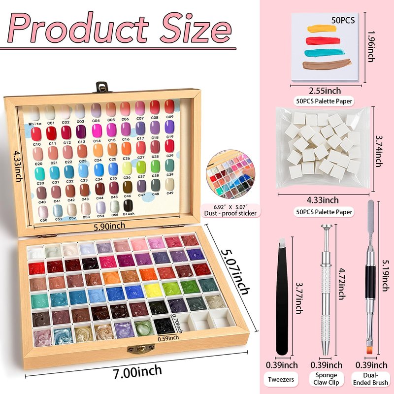 GZIXBDA Sponge Paint Patting Gel Polish & Tools Kit, 57 Colors Ombre Nail Gradient Painting Gel Blush Blooming for Pigment Pat Aura Nails, French Manicure
