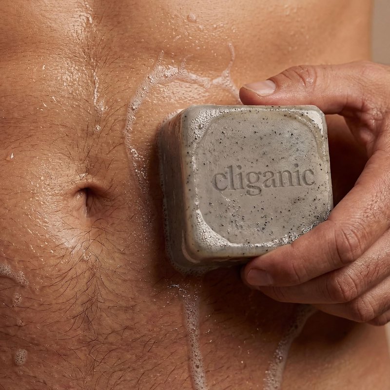 Cliganic Exfoliating Bar Soap – Body Scrub Soap with 98% Natural Ingredients Cleanses, Smooths & Revitalizes Skin, Moisturizing Soap Bar- Cypress Neroli & Violet Wood Scents (2 Pack)