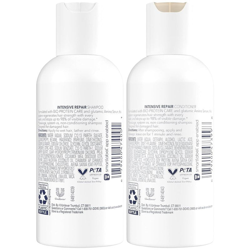 Dove Travel Essentials Shampoo & Conditioner Set - Nutritive Solutions Intensive Repair for Damaged Hair, 3 Oz Each
