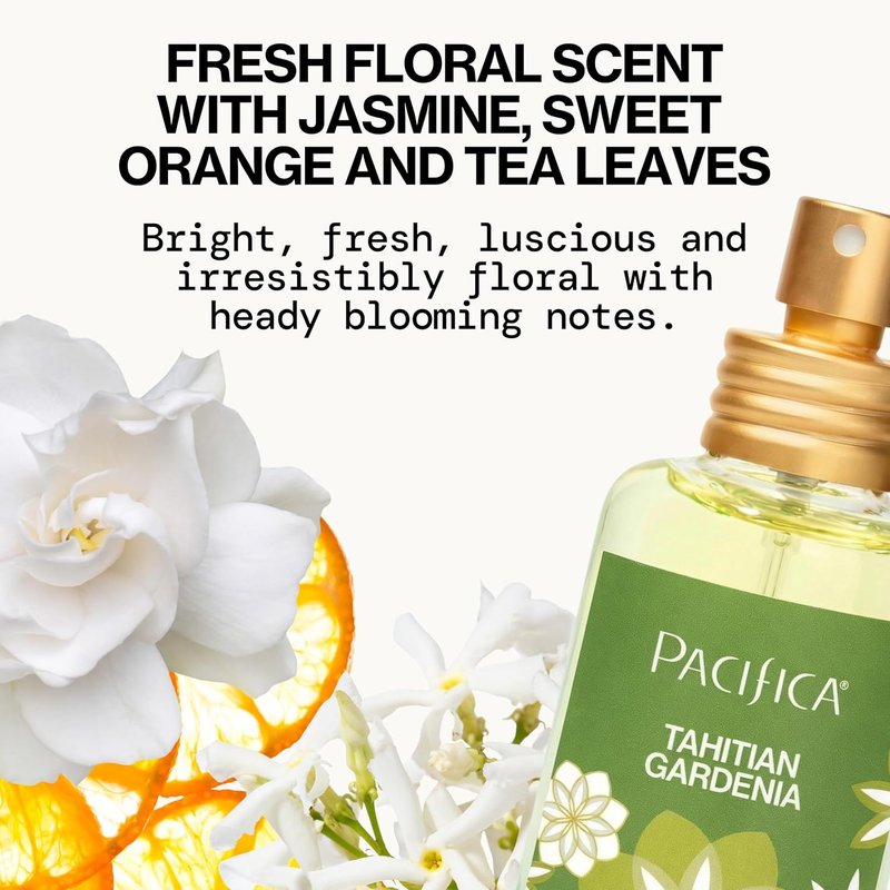 Pacifica Tahitian Gardenia Perfume Spray - Tropical Floral Fragrance with Gardenia, Jasmine & Vanilla | 1oz Vegan & Cruelty-Free