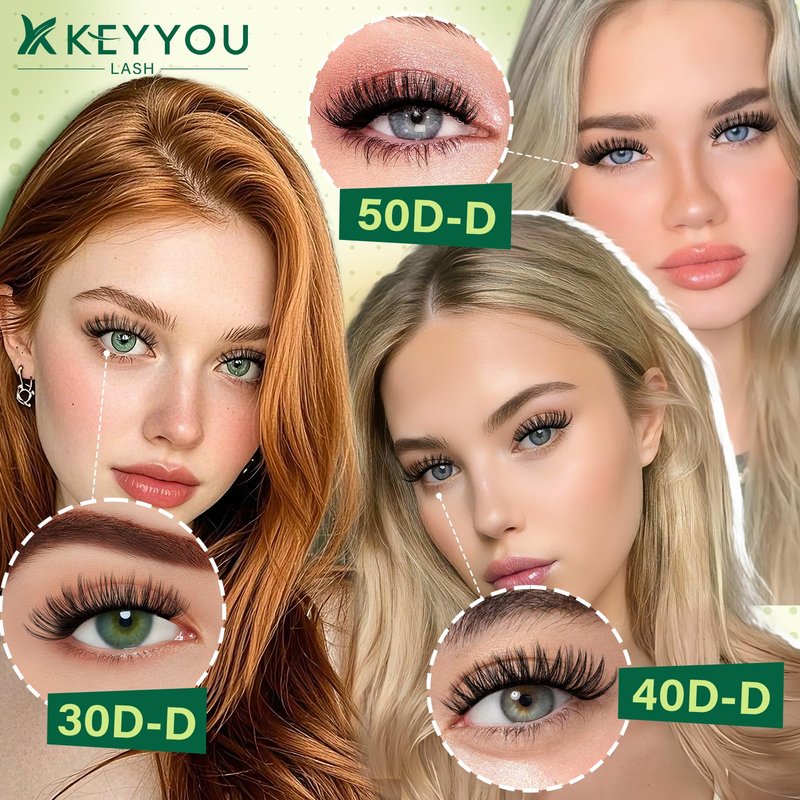 KEYYOU Lash Extension Kit DIY 300Pcs Lash Clusters Kit 40D 0.07 D Curl 9-18MIX Eyelash Extension Kit Individual Lashes Kit with Lash Bond and Seal, Lash Tweezers and Remover for Self Use