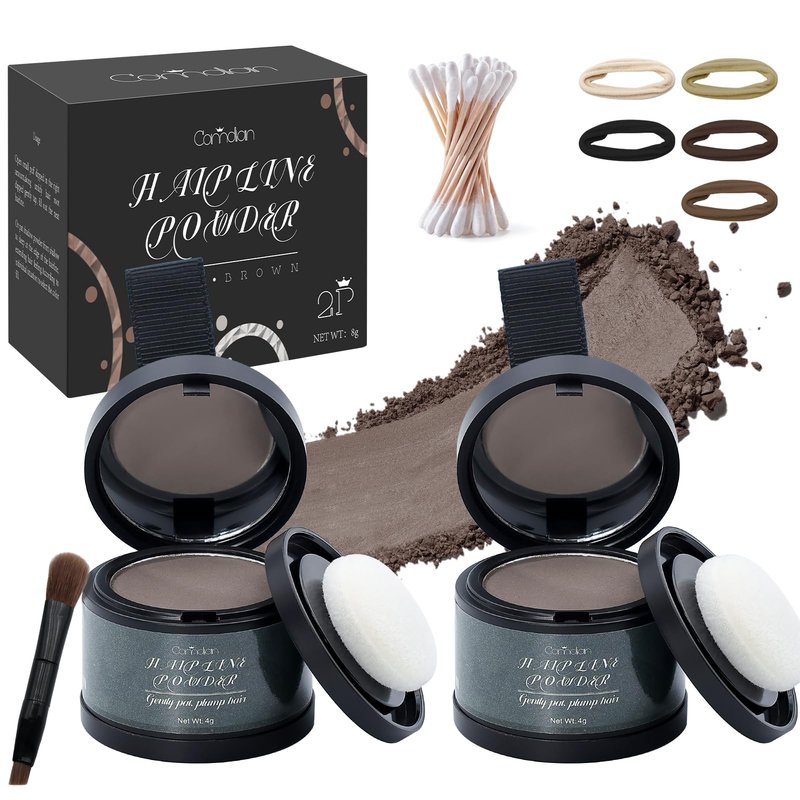 2 Pack Hairline Powder for Women and Men, Used to Root Touch Up Hair Color, Thinning and Gray Hair Coverage and Bald Spots Coverage, Dark Brown