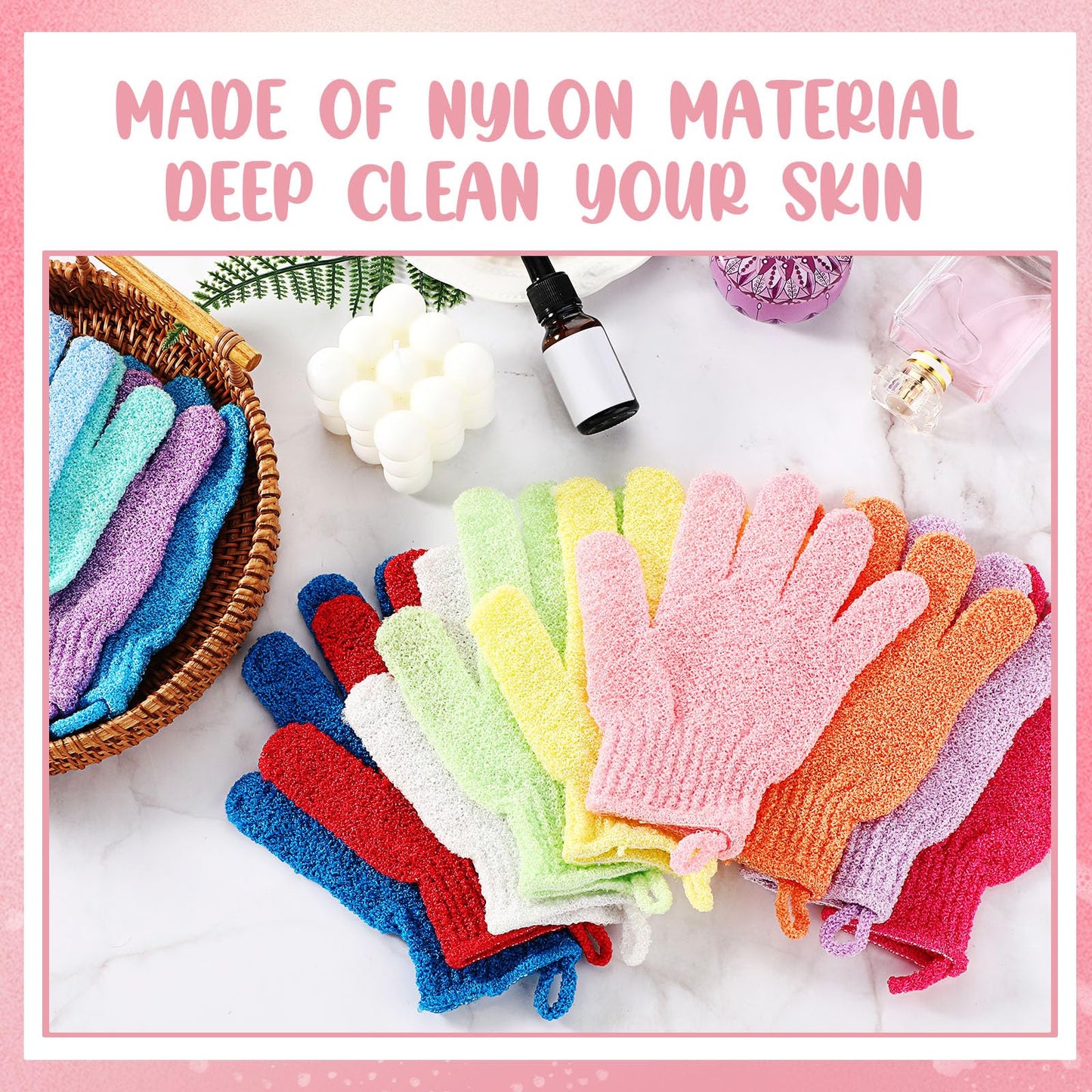 Didaey 104 Pcs Exfoliating Glove Bulk Shower Gloves with Hanging Loop Exfoliating Body Scrubber Dead Skin Remover for Body Bath Beauty Spa Massage Scrubs Men Women Bathing(White)