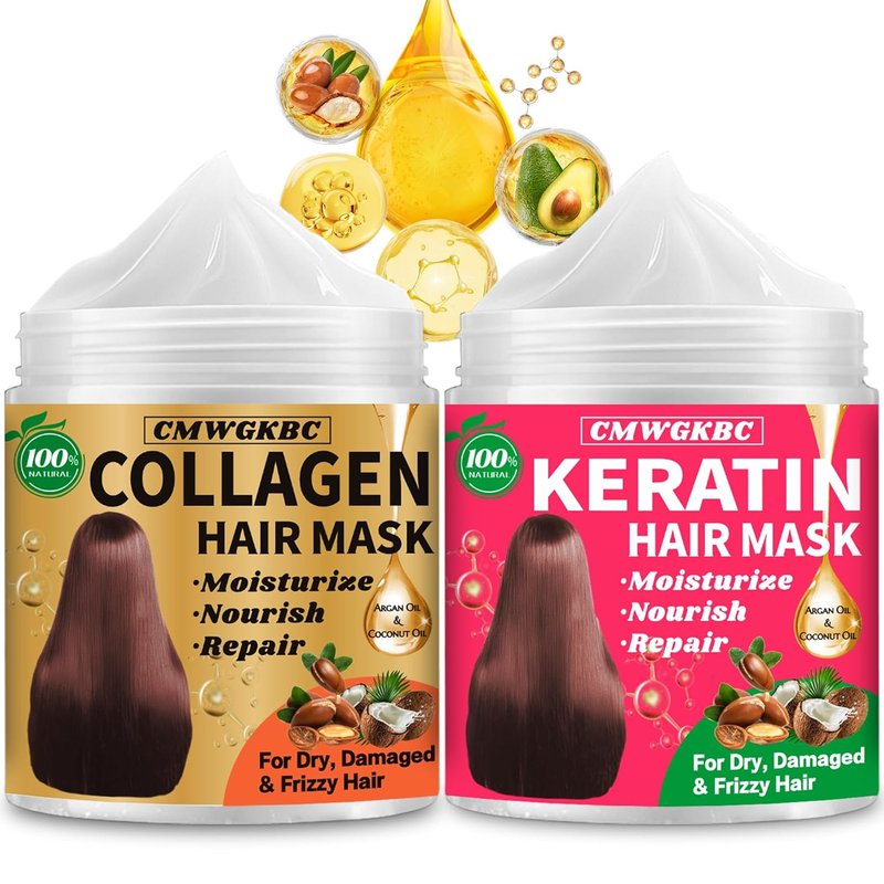 Collagen & Keratin Hair Mask - Deep Conditioner for Damaged Hair | Hydrating Argan Oil Treatment for All Hair Types