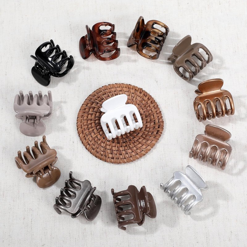 Sisiaipu 12Pcs Hair Clips for Women 1.8 Inch Small Claw Clips for Thin Hair Medium Hair Claw Clips for Thick Hair Accessories for Women Girls (Gloss Regular)
