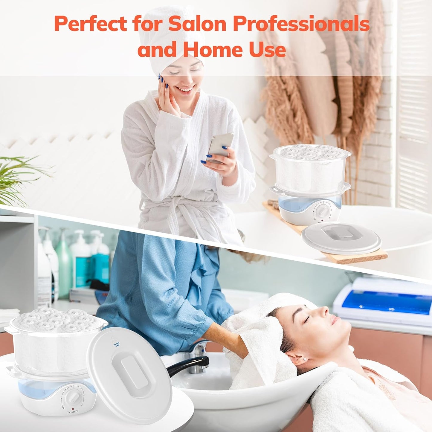 TASALON White Hot Towel Steamer - Quick Heating Facial Towel Warmer | Portable Spa Equipment with Aromatherapy