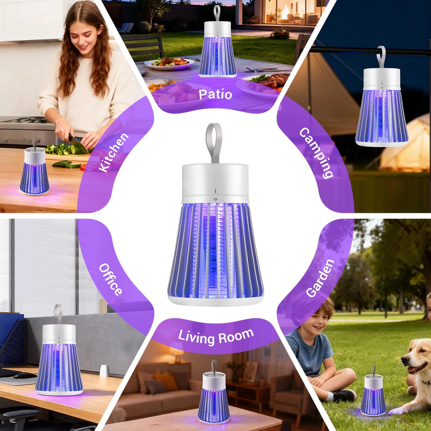 Bug Zapper Outdoor Indoor, Portable Mosquito Zappers Killer, USB Rechargeable Electric Fly Swatter Zapper, Mosquito Repellent Outdoor Patio, Flying Trap for Home Camping, Lightweight, Satety Gird