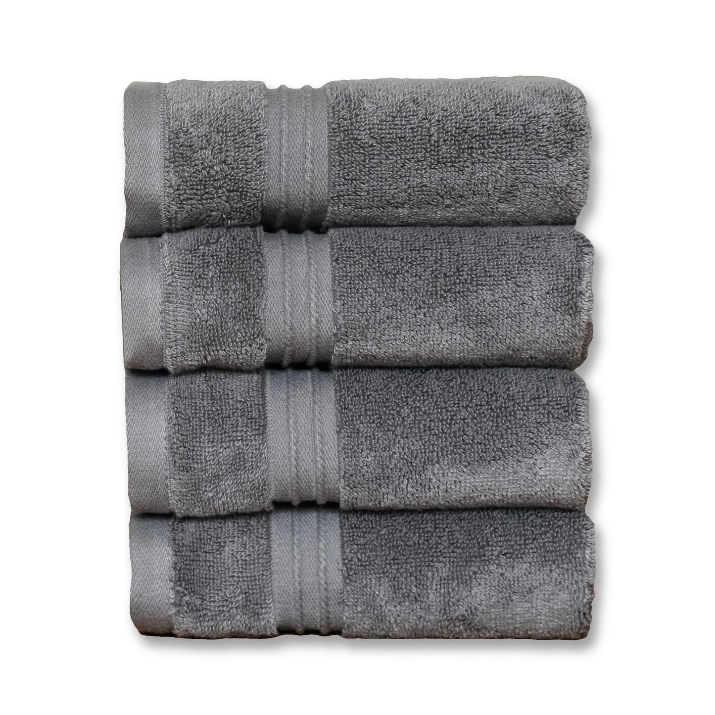 Milara Turkish Super-Plush Wash Cloths Set 4-Piece | Premium 100% Cotton Washcloths Absorbent, Durable with Hanging Loops | Anthracite (Dark Gray) Bath Washcloths, (13 x 13 Inch)