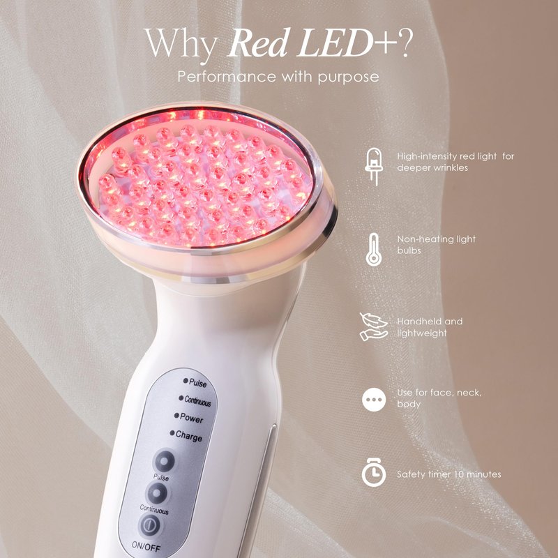 RED LED+ Anti-Aging Therapy by Project E Beauty | Collagen Boosting | Instant Firming and Lifting | Reduces Fine Lines & Wrinkles | Tightens & Tones | Rechargeable & Portable (Red LED Therapy)