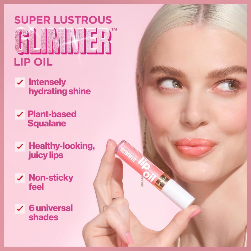 REVLON Super Lustrous Glimmer Lip Oil - Moisturizing Tinted Formula with Plant-Based Squalane | 003 Glow Mama, 0.13 fl oz