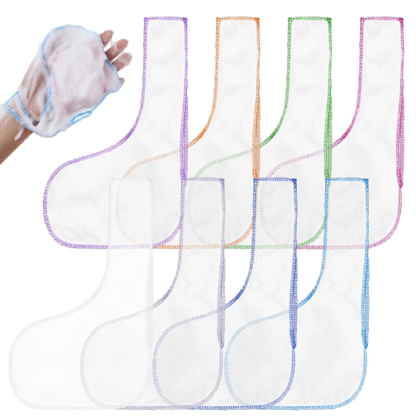 Cosblank 8 Pcs Soap Bar Saver Bag to Preserve Soap Mesh Pouch for Shower Body Wash Conditioner Shampoo Bar Holder, 8 Colors