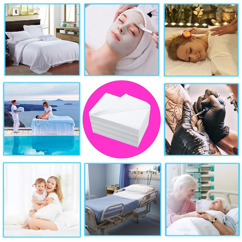 Disposable Bed Sheets for Massage Tables - Waterproof & Breathable Non-Woven Fabric | 31" x 71" | 50PCS (White)