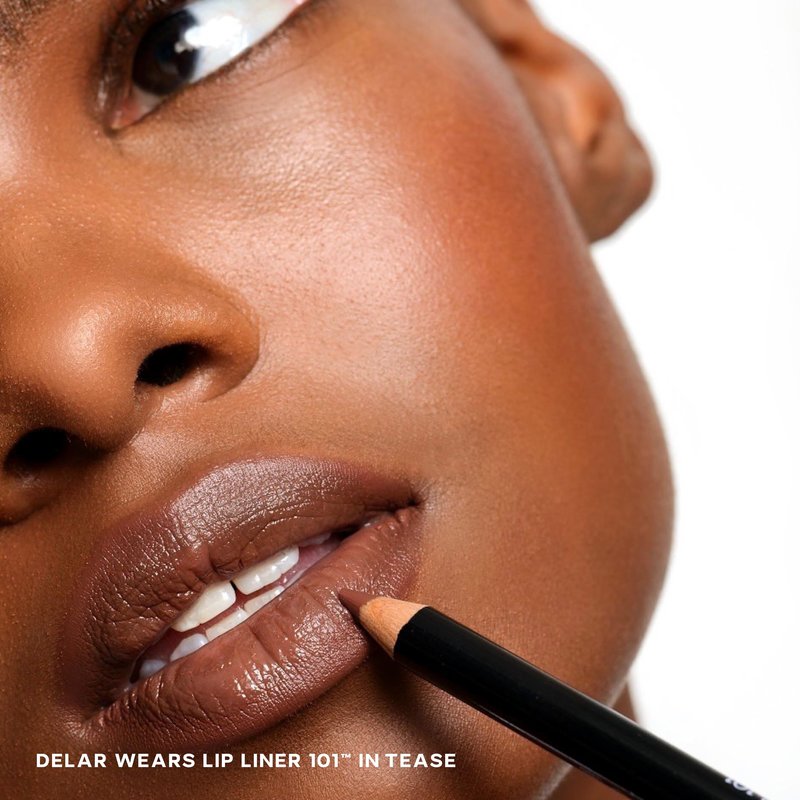 Saie Lip Liner 101 - Lip Pencil Made with a Creamy, Soft Matte Formula for a Naturally Framed or Fully Filled Look - Supercharged with Shea Butter & Jojoba Oil - Tease (.05 oz)