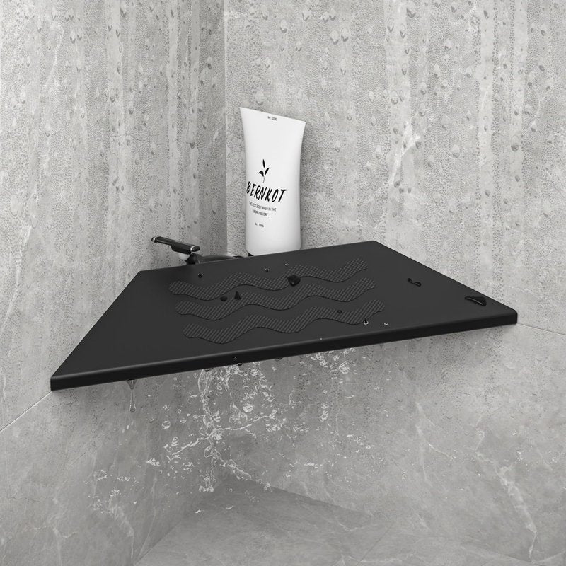 Bernkot 10'' Corner Foot Rest for Shaving Legs, Wall Mounted Foot Ledge for Bathroom Inside Shower, 304 Stainless Steel Footrest with Shaving Holder (Black)