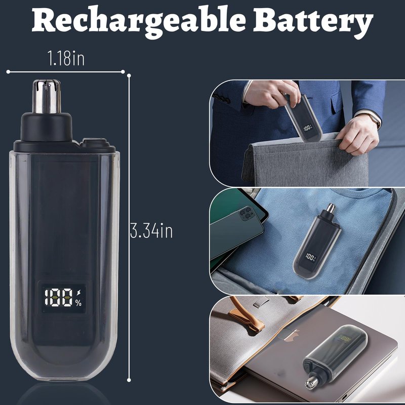 Mendaping Nose and Ear Hair Trimmer for Men, 2025 Nose Hair Trimmer Clipper with LED Display for Women, Professional IPX7 Waterproof Dual Edge Blades Nasal Trimmer Clippers for Travel