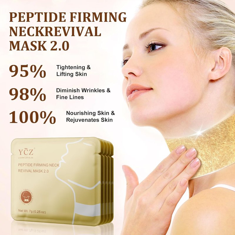 Collagen Neck Mask - Deep Hydration Neck Wrinkle Patches with 8 Peptides | Anti-Aging Firming Treatment