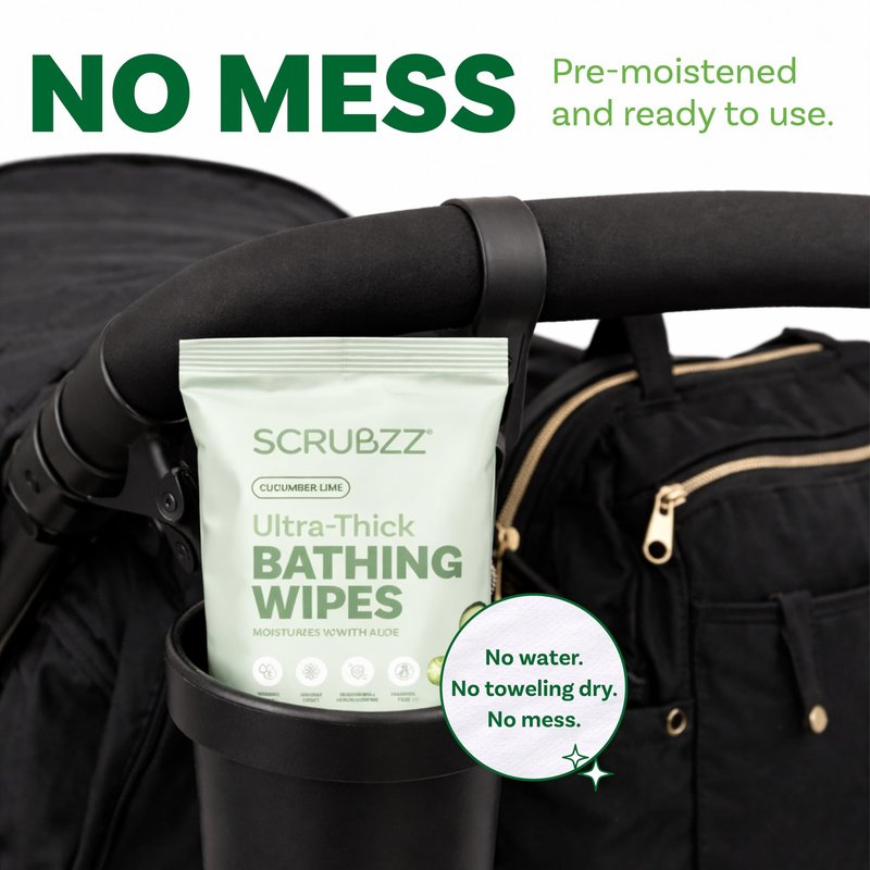 Extra Large Bath Wipes for Adults Bathing No Rinse - 120 Ultra Thick Disposable Body Cleansing Wipes for Men, Women & Elderly - Great for Gym, Camping, Post Surgery - Cucumber Lime