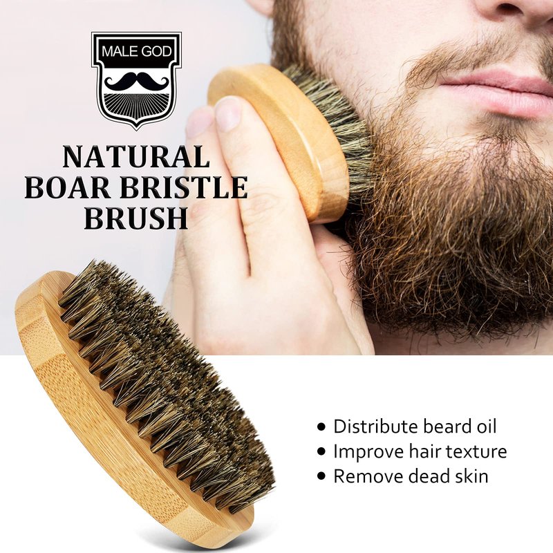 MALE GOD Beard Kit for Men Grooming & Care, Beard Growth Kit w/Natural Ingredients Beard Oil, Balm, Brush, Comb, Father's Day & Chirismtas & Birthday Gifts for Men Dad Him Husband Boyfriend