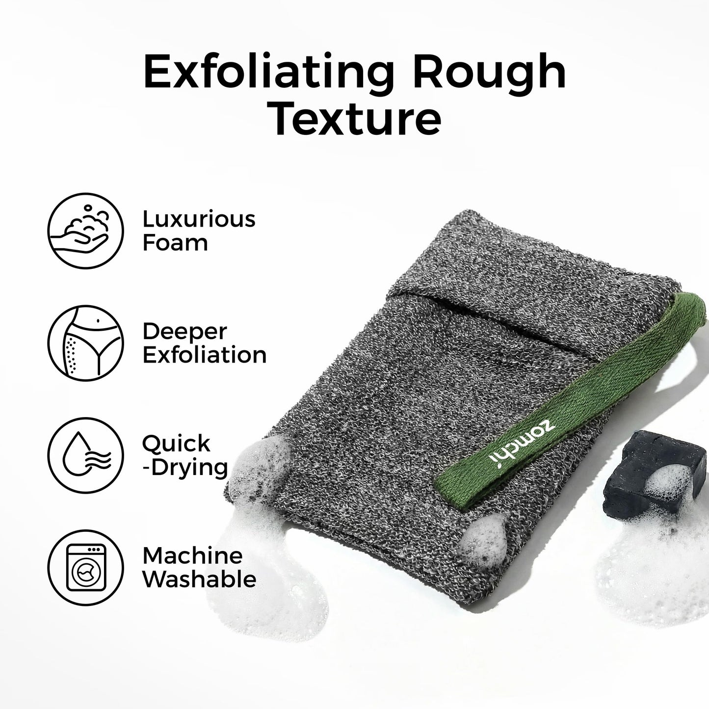 ZOMCHI Exfoliating Soap Bags, 3-Pack Body Scrubber Savers for Bar Soap, Designed for Deep Cleansing & Exfoliation (Gray)