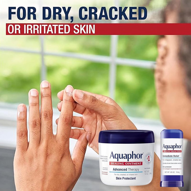 Aquaphor Advanced Therapy Healing Ointment & Balm Set - Skin Protectant with Avocado Oil & Shea Butter | 14 Oz & 0.65 Oz