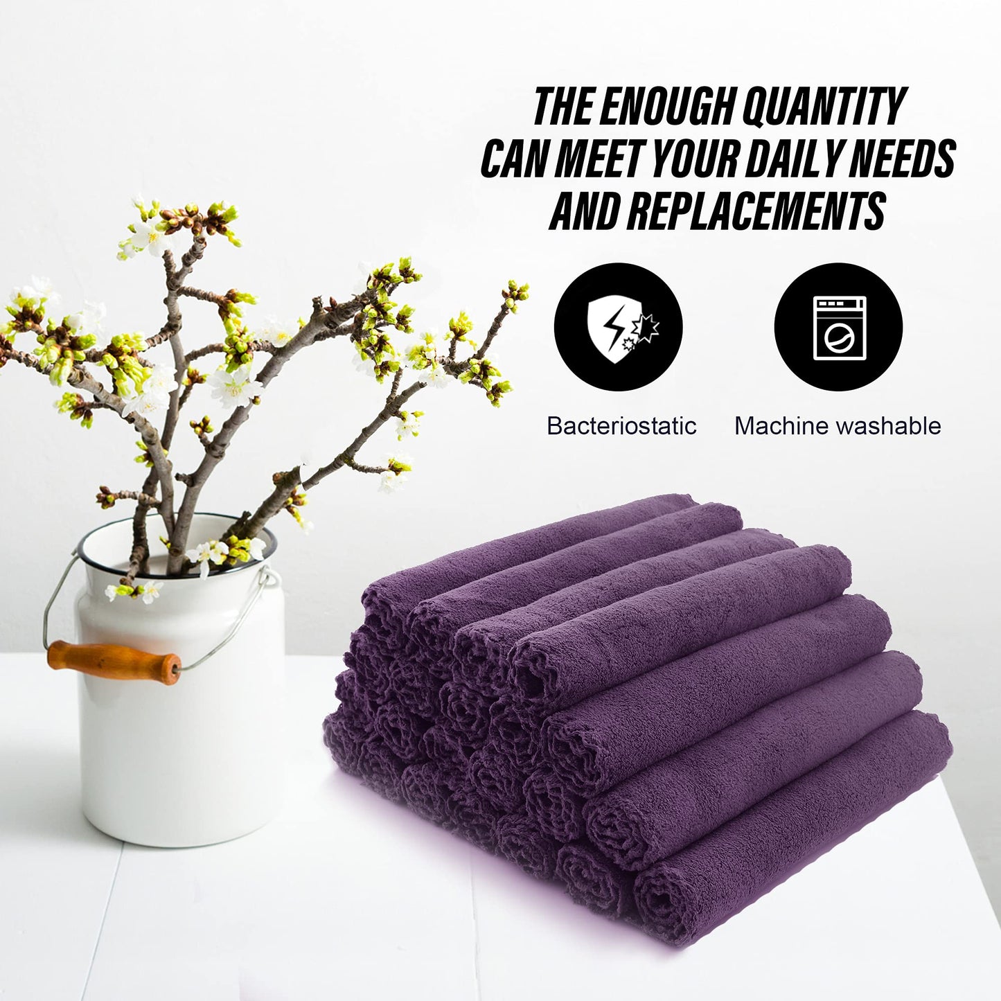 MOONQUEEN Ultra Soft Premium Washcloths Set - 12 x 12 inches - 72 Pack - Quick Drying - Highly Absorbent Coral Velvet Bathroom Wash Clothes (Plum)