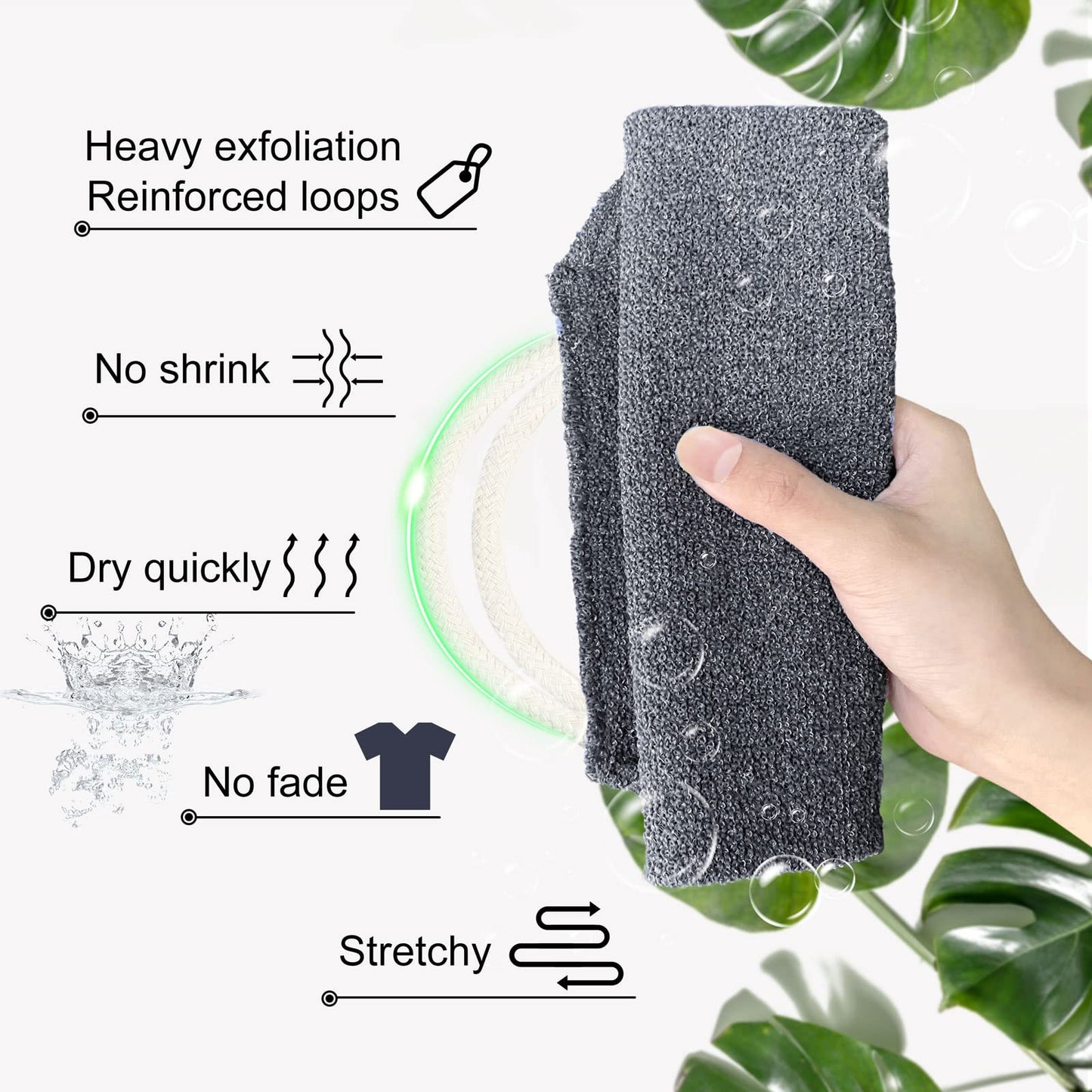 MIG4U Exfoliating Back Scrubber for Shower for Men & Women, Bath Body Scrub Strap with Handles, Long Strecthy Towel Wash Exfoliator Deep Clean Dead Skin