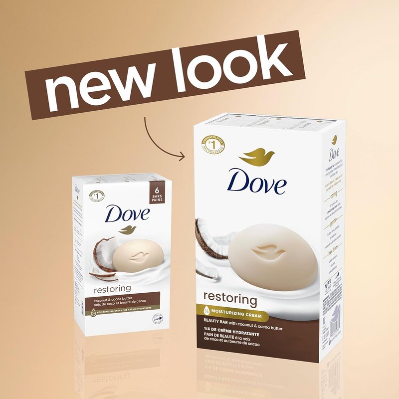 Dove Beauty Bar Soap - Restoring Coconut & Cocoa Butter | Nourishing 6 Count, 3.75 oz
