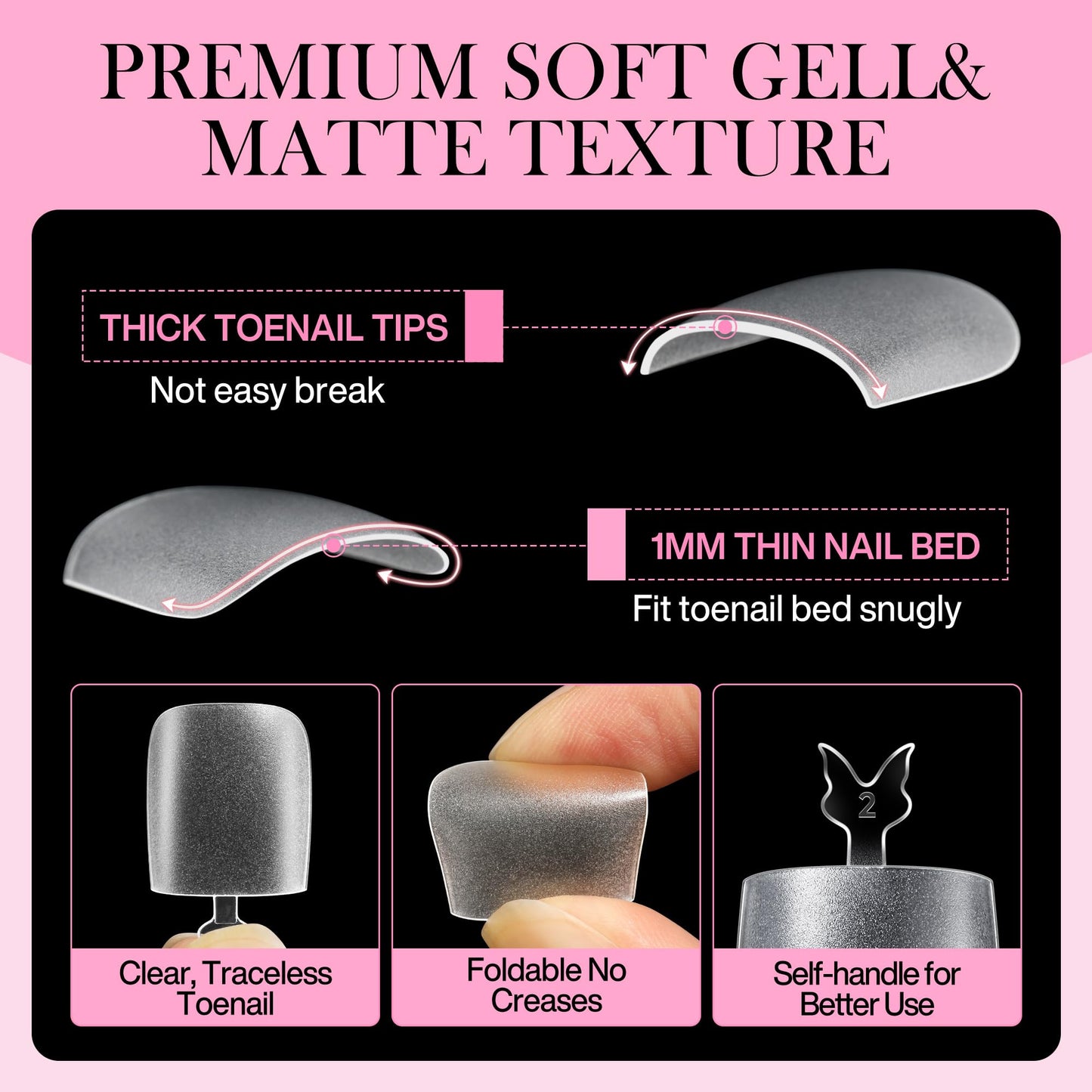 Square Toe Nail Press Ons French Style Toe Tips 240pcs Clear False Fake Toenails for Faster Toe Nail Extension Kit Home DIY Art Salon 15 Sizes Acrylic Nails, Luckyfairy