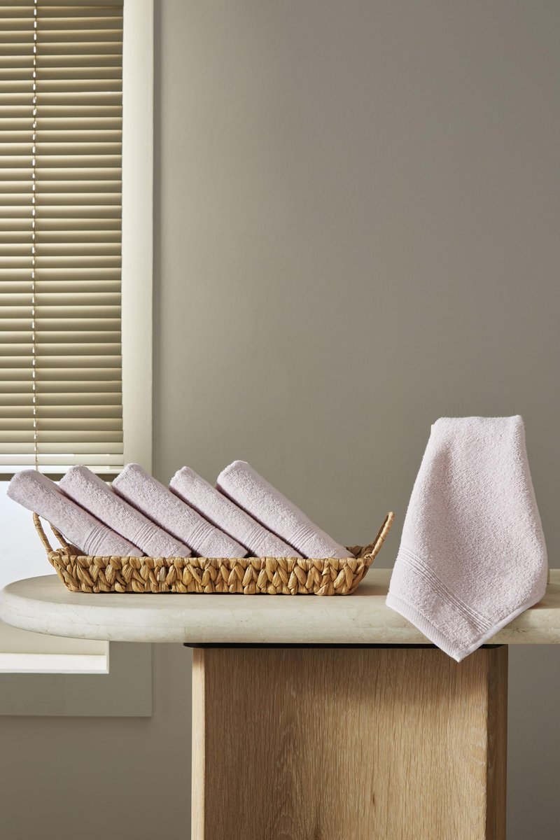 Ozdilek 6-Piece Washcloth Set 13x13 Towels 100% Turkish Cotton, Soft, Absorbent, Gentle on Sensitive Skin, Multi-Purpose Use, Washable, Reusable, Ideal for Baby Care & Spa 6 Towels (Mauve Pink)