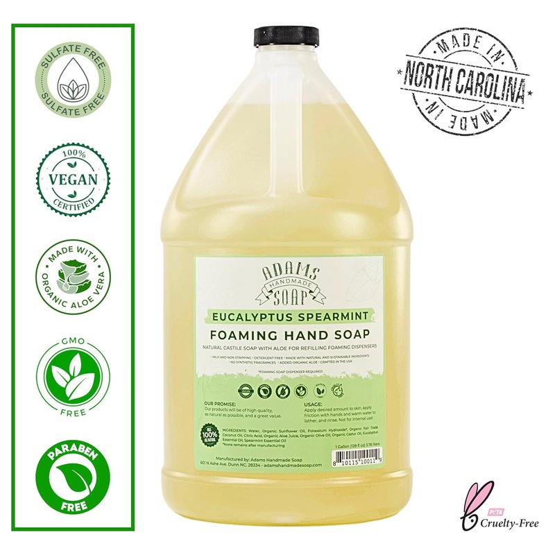 Adams Liquid Foaming Soap - Eucalyptus Spearmint Scent | 1 Gallon Size