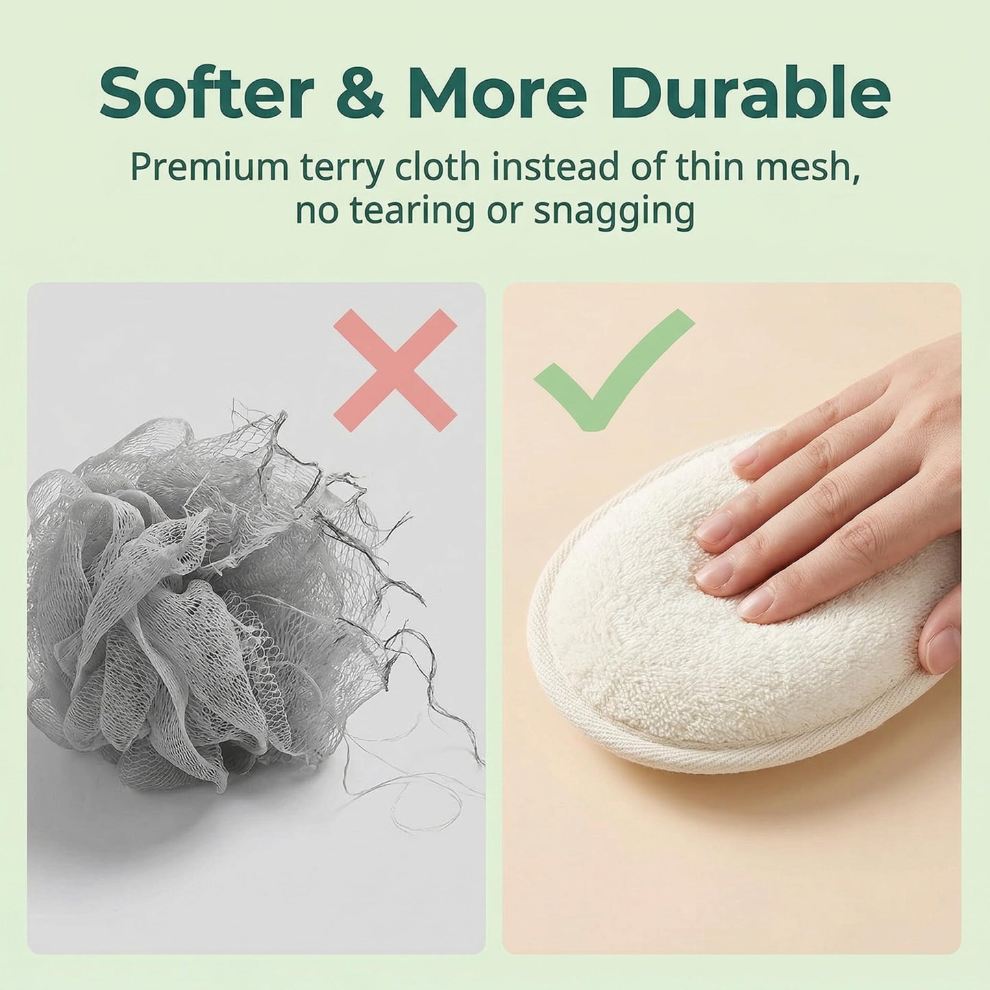 4 Pcs Larger Lightweight Travel Size Loofah with 4 Travel Storage Bags, Soft Terry Cloth Loofah Sponge for Body, Mini Shower Poufs for Travel, Gym, Camping & Sensitive Skin