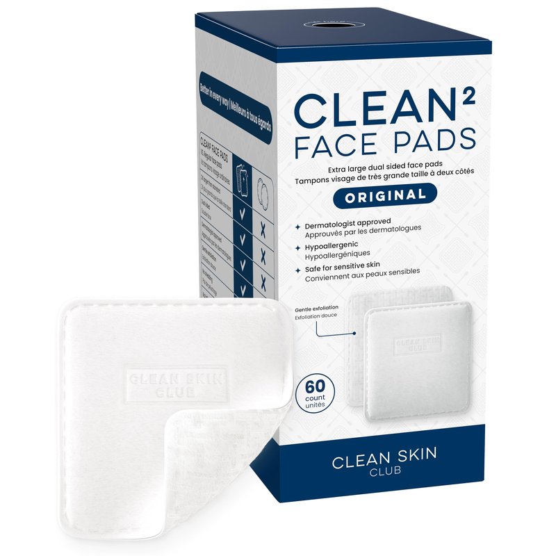 Clean Skin Club Clean² Pads 2.0 [NEW & Improved Edges] Guaranteed Not to Shed & Tear Face Pads, Unique Triple Layers, Textured & Ultra Soft Side, Organic Disposable Cotton, Pair with Makeup Remover