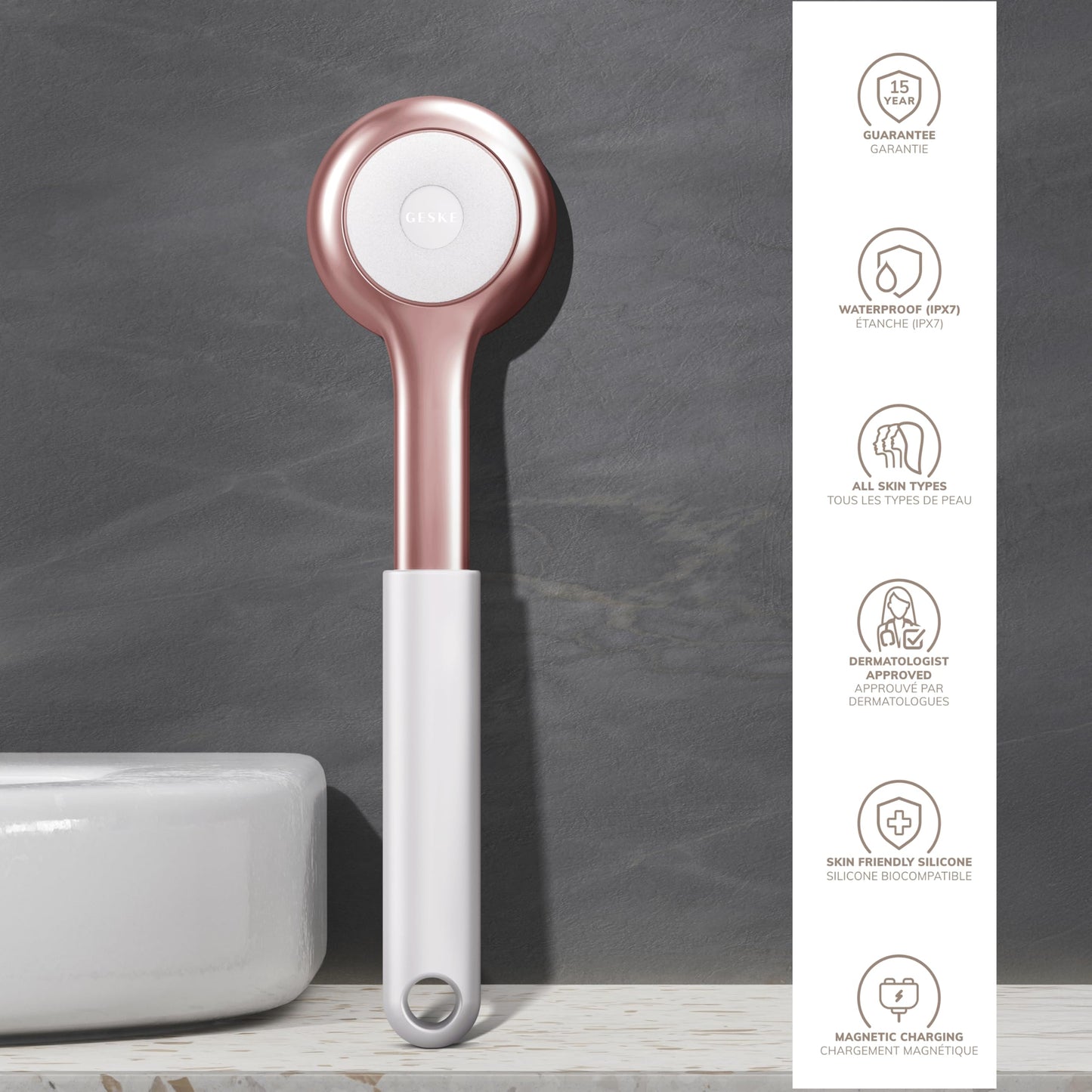 GESKE Sonic Full-Body Brush & Intensive Exfoliator | 8 in 1 | Electric Body Cleansing Brush | With SmartSonic Pulsations | Deep Cleansing, Exfoliation, Massage | Extendable Handle | Rough Skin Remover