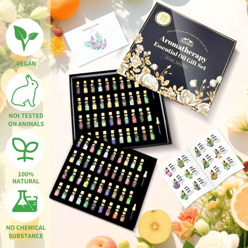 80 Pcs Pure Essential Oils for Diffusers for Home, Skin, Candle and Soap Making, 80 Scents - Tea Tree, Lavender, Lemon, Peppermint, Eucalyptus, Cinnamon, Rose and More, Aromatherapy Oils(80 * 5ML)
