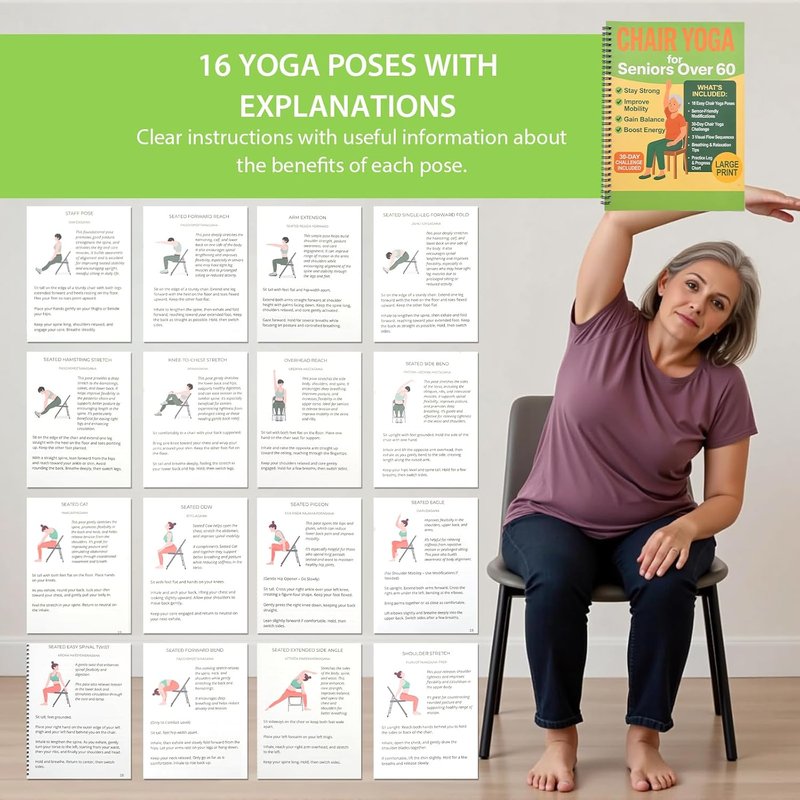 Chair Yoga for Seniors - Gentle Seated Guide for Flexibility & Balance | 30-Day Challenge A4 Size Routine