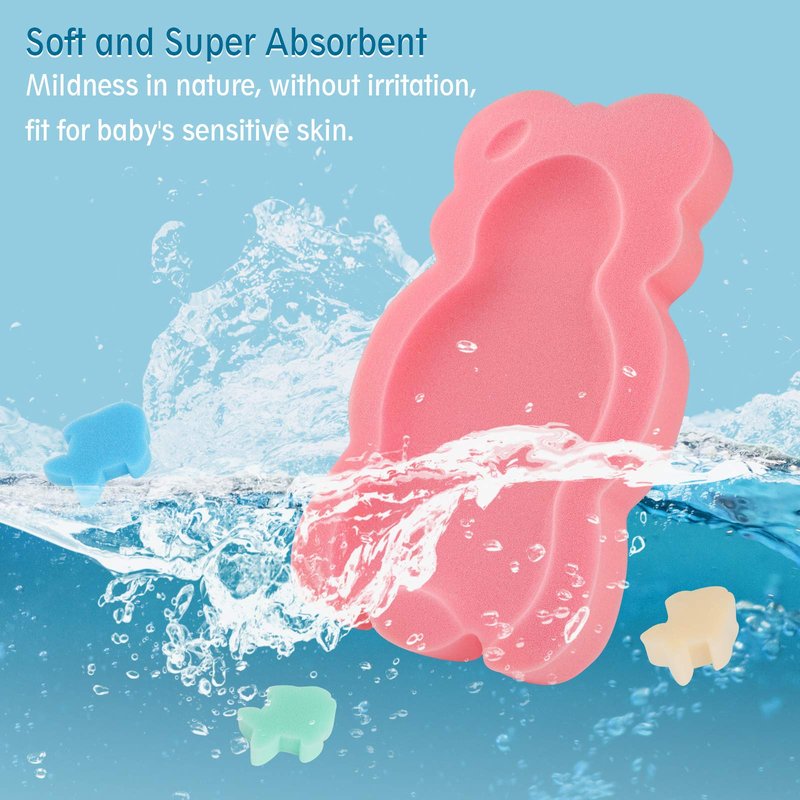KECUCO Baby Bath Cushion Infant Bath Mat, Pad & Sponge for Toddler, Infant & Newborn (Pink-Style4)