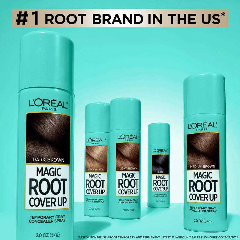 L'Oreal Paris Magic Root Cover Up Gray Hair Spray, 100% Gray Hair Coverage with Buildable, Lightweight, Transfer-Resistant, and Temporary Formula, Ammonia-Free, Light to Medium Blonde, 2 oz (2 Count)