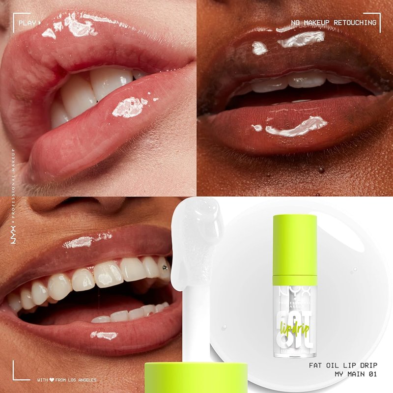 NYX PROFESSIONAL MAKEUP Fat Oil Lip Drip - Moisturizing Vegan Lip Gloss with 12 HR Hydration | My Main (Clear)