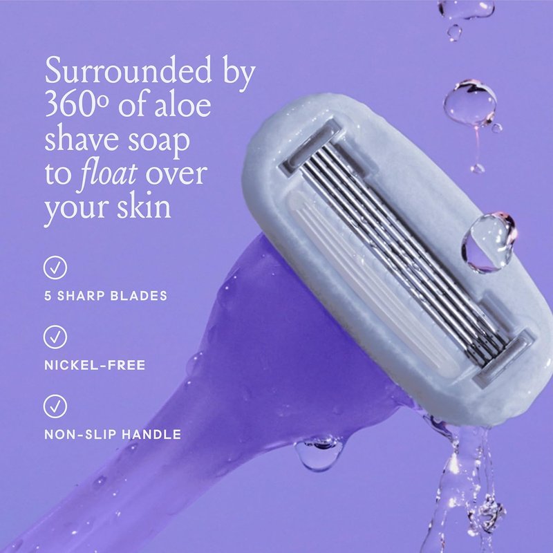 Billie Women's Razor Shave Kit - 5-Blade Razor + 2 Refills + Magnetic Holder | Moonbeam Color