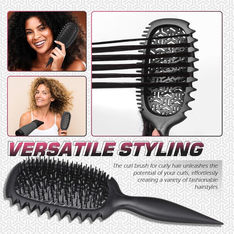 Curl Defining Vented Hair Brush - Effortless Detangling & Shaping | For All Hair Types, Reduces Frizz