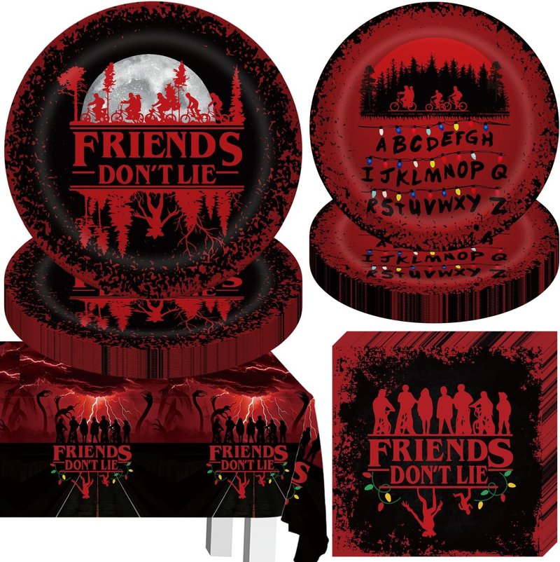 Red & Black Birthday Party Decorations Set | 20 Paper Plates, 20 Napkins & Waterproof Tablecloth by [Brand Name]