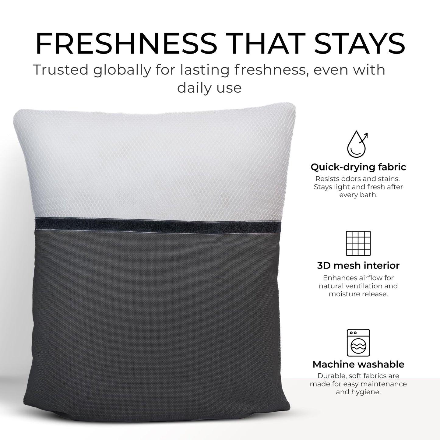 Luxury Bath Pillow for Tub - Thick and Comfortable Bathtub Pillow Support for Head and Neck and Back - Washable Quick-Drying Bath Pillows - Bath Cushion for Home Spa - Fits Any Bathtub - Dark Gray
